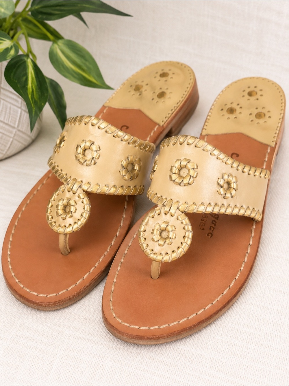 Jack Rogers Nantucket Gold Sandals Baby Camel Gold Size 9M